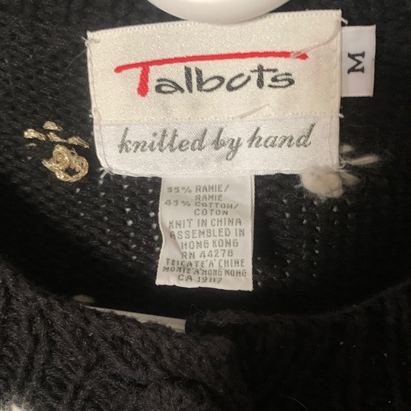 Talbots Hand Knitted Christmas Scene Cardigan Size Medium - Picture 3 of 8